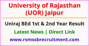 Rajasthan University BEd Result