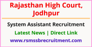 Rajasthan High Court System Assistant